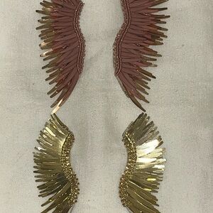 Mignonne Gavigan Gold & Pink Wing Statement Earrings